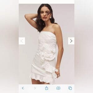AMUR  Isla Strapless Rosette Ruffle-Trim Mini Dress